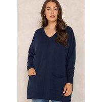 Evans Women's Seam Detail Jumper in Dark Navy | Size: 16