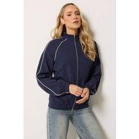 Long Tall Sally Women's Tall Piped Funnel Neck Jacket in Dark Navy | Size: 12