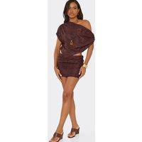 EGO Women's Ruched Lace Mini Skirt in Wine | Size: 6