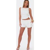 EGO Women's Woven Mid Rise Shorts in White | Size: 12