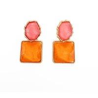 Luxe Tones Women's Sienna Bold Pink & Orange Drop Statement Earrings
