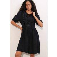Big Dart Women's A-line Mini Smock Dress in Black | Size: Medium