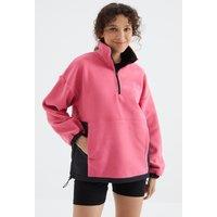 Tommy Life Women's Oversized Half-zip Plush Sweatshirt in Bright Pink | Size: Large