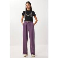 Happiness Istanbul Women's Wide Leg Drawstring Waist Sweatpants in Mauve | Size: Small