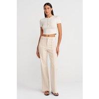Dilvin Women's High-waist Wide-leg Denim Trousers in Off-White | Size: Large