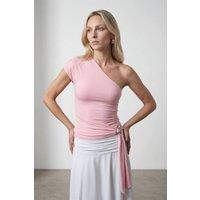 Dilvin Women's Asymmetrical Tie Detail Blouse in Pale Pink | Size: Medium
