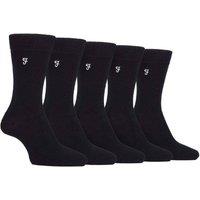 FARAH Men's 5 Pack Bamboo Patterned Socks in True Black | Size: 6-11