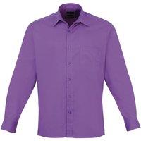 Premier Men's Poplin Long-Sleeved Formal Shirt in Violet | Size: 15.5 in