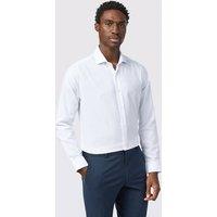 Alexandre Silver Label Men's Tailored Fit Floral Jacquard Single Cuff Shirt in White | Size: 18.5 in