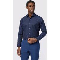 Alexandre Silver Label Men's Tailored Fit Floral Jacquard Single Cuff Shirt in Navy | Size: 15 inches