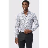 Alexandre Silver Label Men's Tailored Fit Watercolour Floral Print Single Cuff Shirt in Ecru | Size: 20 inches