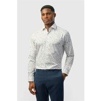Alexandre Silver Label Men's Long Sleeve Cutaway Collar Paisley Tailored Formal Shirt in White | Size: 17 inches