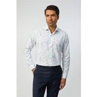 Alexandre Silver Label Men's Long Sleeve Cutaway Collar Floral Tailored Formal Shirt in White | Size: 17.5 in