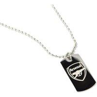 Arsenal FC Men's Stainless Steel Engraved Crest Dog Tag & Chain in Silver