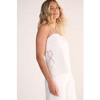NastyGal Women's Tailored Cutwork Side Strappy Top Co-ord in White | Size: Large