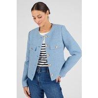 Damart Women's Tweed Wool Blend Jacket in Light Blue | Size: 22