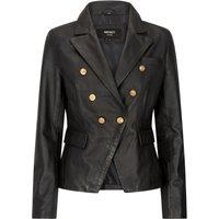 TruClothing Women's Short Leather Jacket With Gold Buttons in Black | Size: Small
