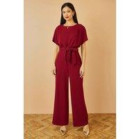 Yumi Women's Burgundy Batwing Stretch Jumpsuit | Size: 14