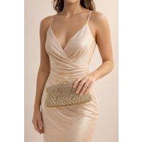 SVNX Women's Embellished Clutch Bag in Gold