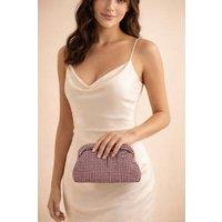 SVNX Women's Crystal Pouch Clutch Bag in Pink