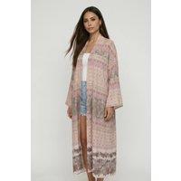 Raffya Women's Misty Floral Print Kimono in Pink | Size: 8
