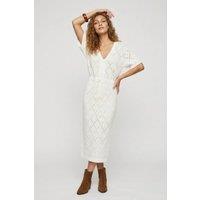 Raffya Women's Santorina Knitted Midi Dress in Cream | Size: 10