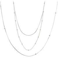 Spero London Women's Beaded Satellite Sterling Silver Chain Necklace Layering Set