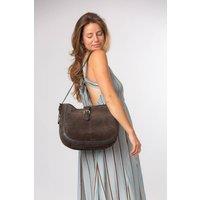 Pure Luxuries London Women's 'Lettie' Suede & Leather Shoulder Bag in Dark Brown