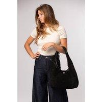 Pure Luxuries London Women's 'Polly' Suede Shoulder Bag in Black