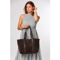 Pure Luxuries London Women's 'Belinda' Suede & Leather Tote Bag in Dark Brown