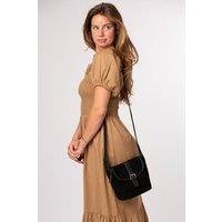 Pure Luxuries London Women's 'Aveline' Suede & Leather Cross Body Bag in Black