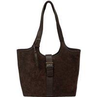 Pure Luxuries London Women's 'Lark' Suede & Leather Tote Bag in Dark Brown