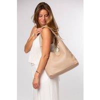 Pure Luxuries London Women's 'Everly' Leather Shoulder Bag in Beige