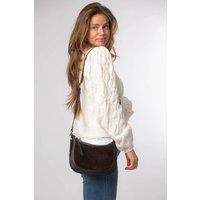 Cultured London Women's 'Roisin' Suede & Leather Cross Body Bag in Dark Brown