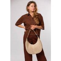 Cultured London Women's 'Kacey' Suede & Leather Shoulder Bag in Beige