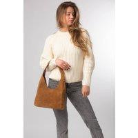 Cultured London Women's 'Eloise' Suede & Leather Handbag in Tan
