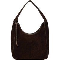 Cultured London Women's 'Eloise' Suede & Leather Handbag in Dark Brown