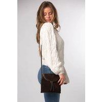 Cultured London Women's 'Luisana' Suede Cross Body Bag in Dark Brown