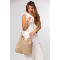 Cultured London Women's 'Harmony' Suede Leather Tote Bag in Beige