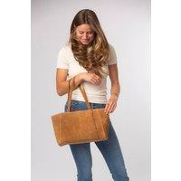 Cultured London Women's 'Matilde' Suede Handbag in Tan