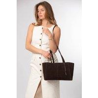 Cultured London Women's 'Matilde' Suede Handbag in Dark Brown