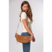 Cultured London Women's 'Carine' Suede Cross Body Bag in Tan