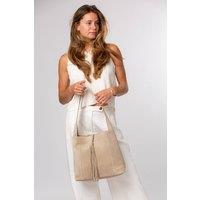 Cultured London Women's 'Anitta' Suede Shoulder Bag in Beige