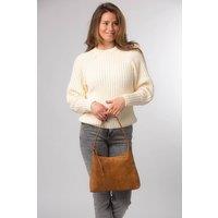 Cultured London Women's 'Camille' Suede Shoulder Bag in Tan