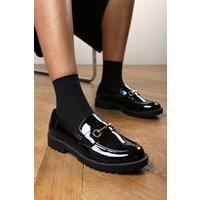 Where's That From Women's Aadhya Girl's School Shoe Chunky Snaffle Trim Detail Loafers in True Black | Size: 7