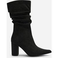 Where's That From Women's Lilyana Ruched Heeled Calf Boot in Black | Size: 4