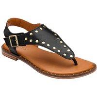 Lotus Women's 'Juanita' Leather Toe-Post Sandals in Black | Size: 3