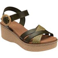 Lotus Women's 'Amalia' Leather Wedge Sandals in Khaki | Size: 6