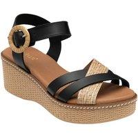 Lotus Women's 'Amalia' Leather Wedge Sandals in Black | Size: 7