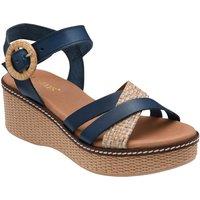 Lotus Women's 'Amalia' Leather Wedge Sandals in Blue | Size: 5